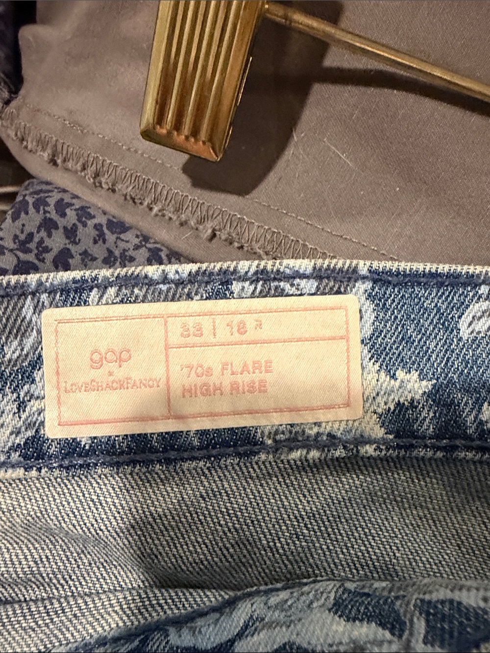Loveshackfancy for Gap Blue Floral Print Women’s Flare Jeans Size 16 - Picture 5 of 5